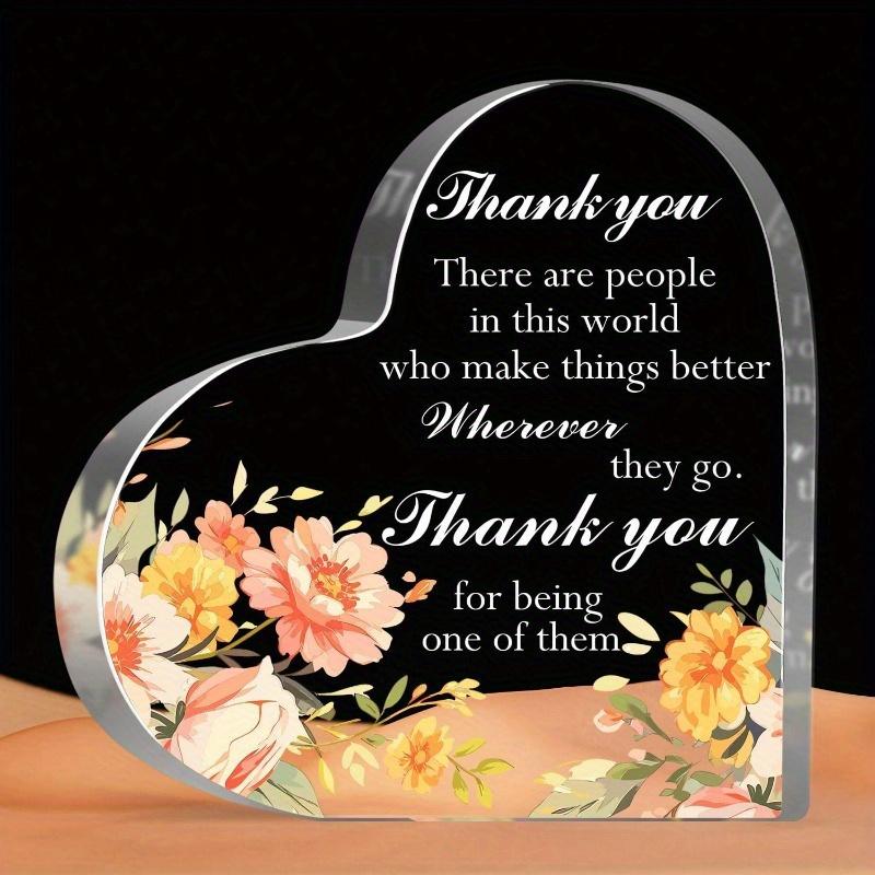 

2D Flat Thank You Acrylic Heart Desk Decor Plaque, Inspirational Gift, Suitable for wall decoration, porch, room, villa, accents Home, Hallway, or Wor 10*10CM