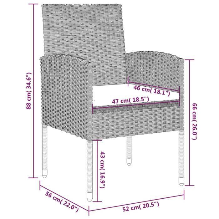 Ensemble de salle à manger de jardin vidaXL 9 pcs, Noir
