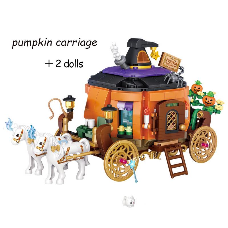 LOZ Halloween Steine Baustein Hütte Haus Kürbis uWagen Frohes Halloween Dekoration Steine für Jungen Kinder Spielzeug Geschenk