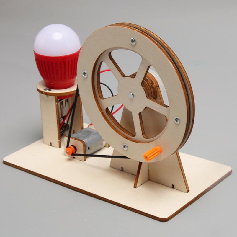 Mini DIY Hand Crank Generator Light Bulb STEM Science Experiment Kit & Education Model for Children Gift Toy Learning Project