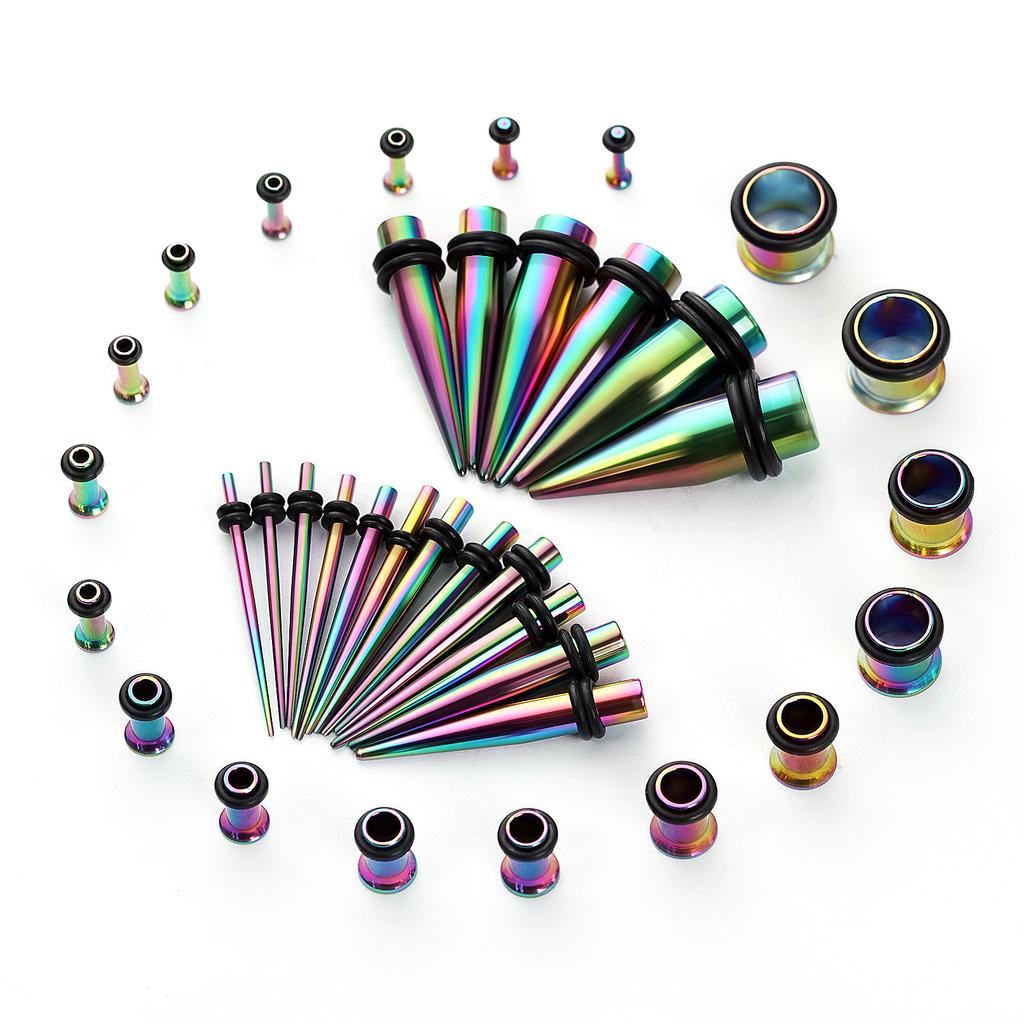 Edelstahl Spitzer Kegel Einzelhorn Ohrdehner Set 36 Stück Mehrfarbig Ohrmuschel Ohrdehner Piercing Schmuck