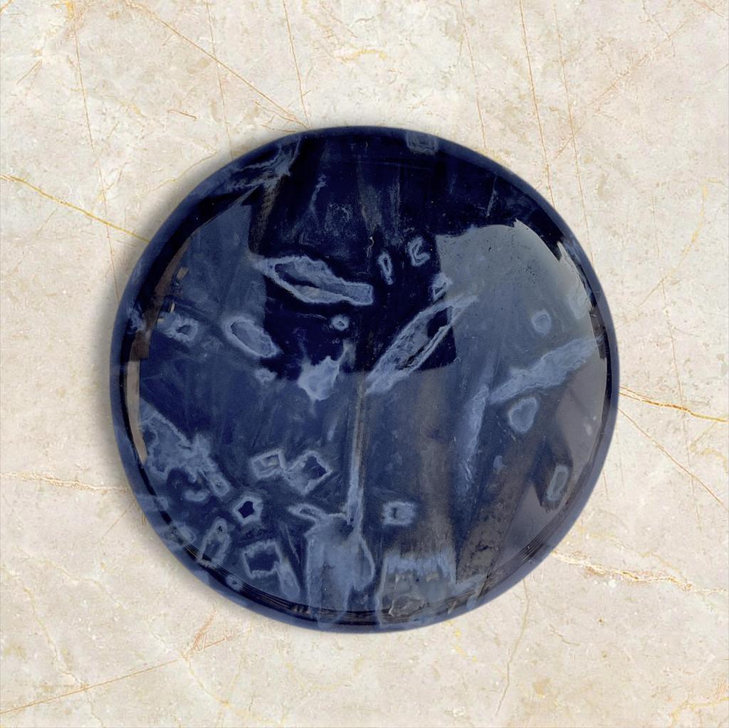 Natürliche Runde Form Türkischer Stabachat Cabochon Edelstein, 57,30 Karat, 32x7 MM Größe Cabochon.