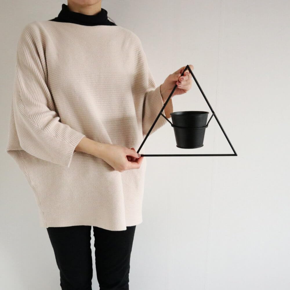 Kawabata Trading Wall Decor, Wall-Mounted Planter, Size 3 Pot, Iron, Modern, Stylish, Black, Entryway, Living Room, Interior Decor, Flower Pot