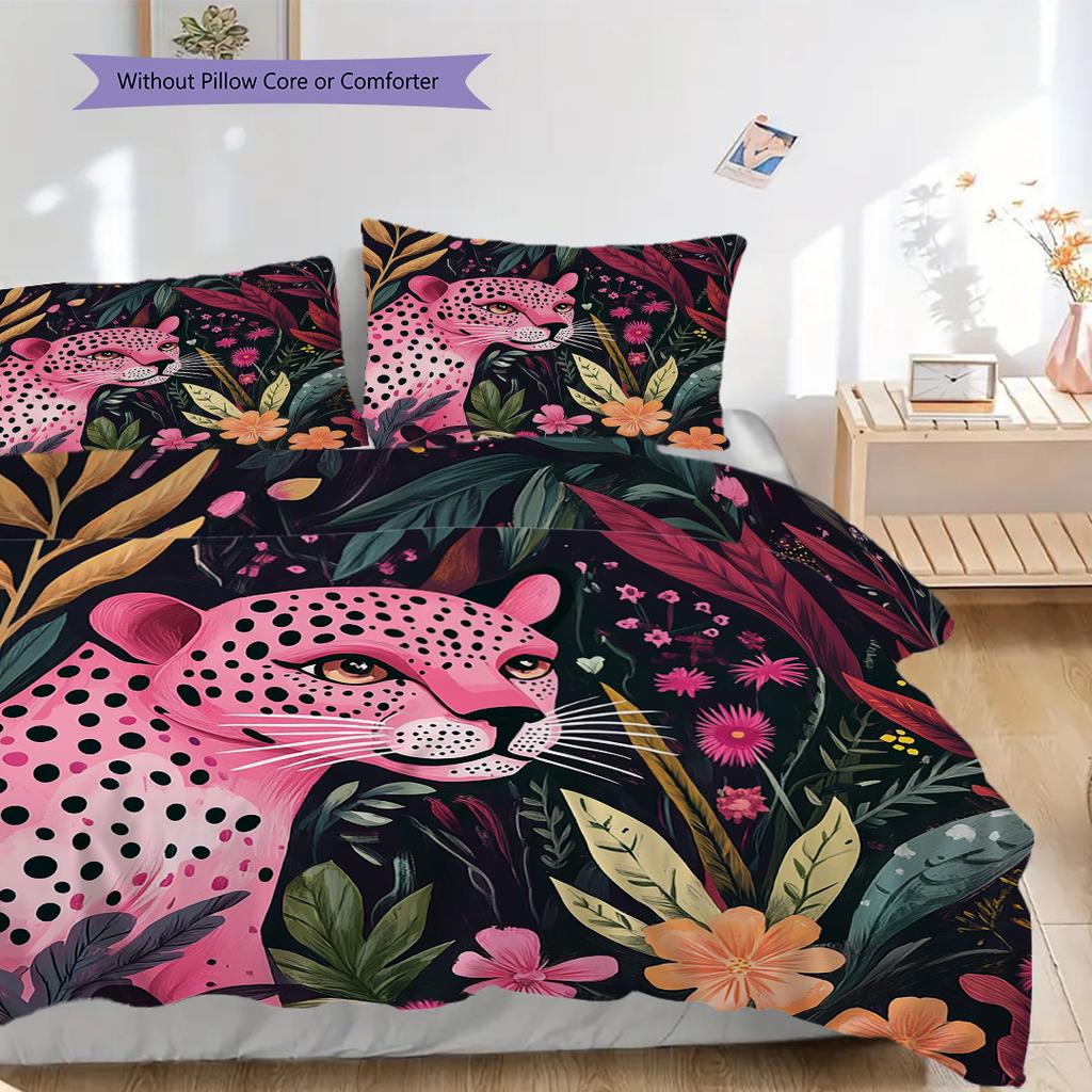 Leopard Pattern Bedding Quilt Set Quilt Cover Pillowcase Home Decoration Birthday Gift (1 * duvet cover + 2 * pillowcase, without core)