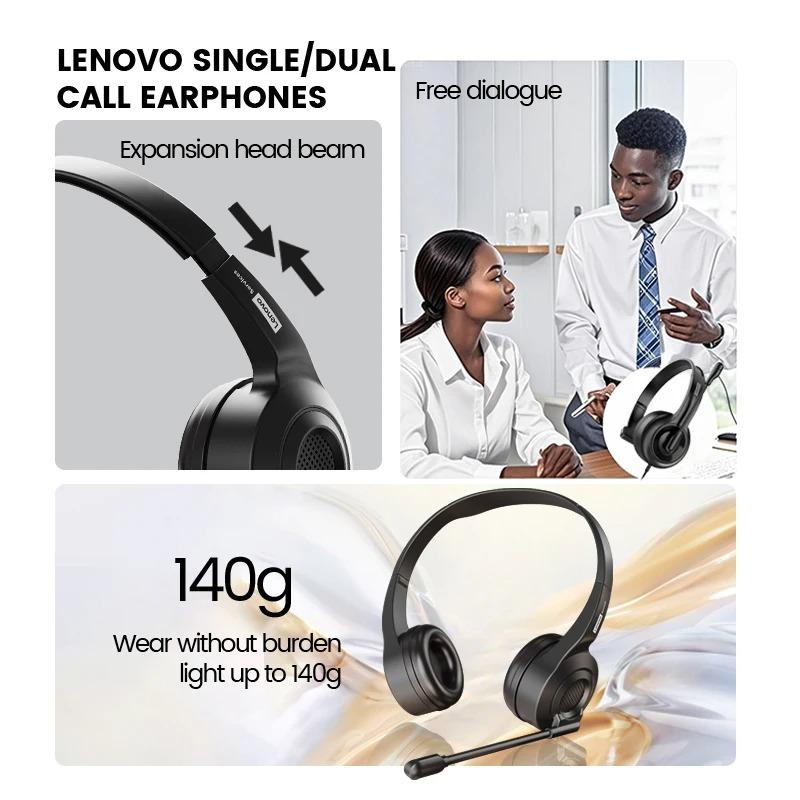 Lenovo E01 Wired Gaming Headphone W/ Rotatable HD Microphone Control Switch Learning Office Earphone Stereo Operator Headset for Online Class