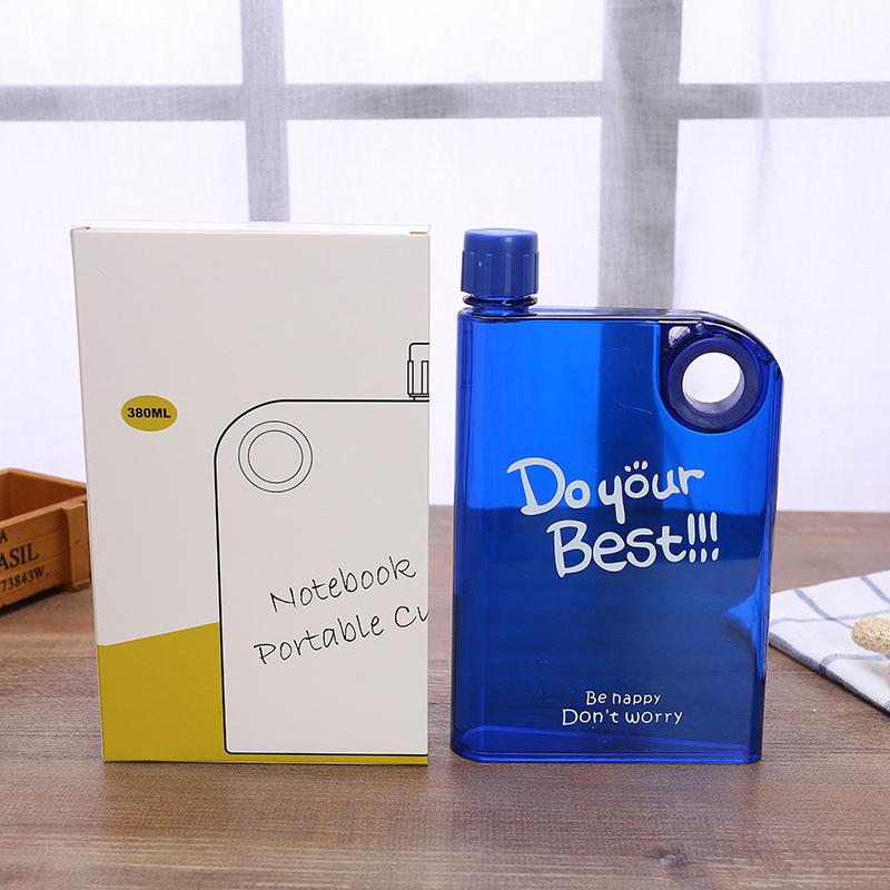 380Ml Transparent Flat Water Bottle Travel Bicycle Drinking Juice Cup Reusable Portable Plastic Bottles Bpa Free Sport Bottle