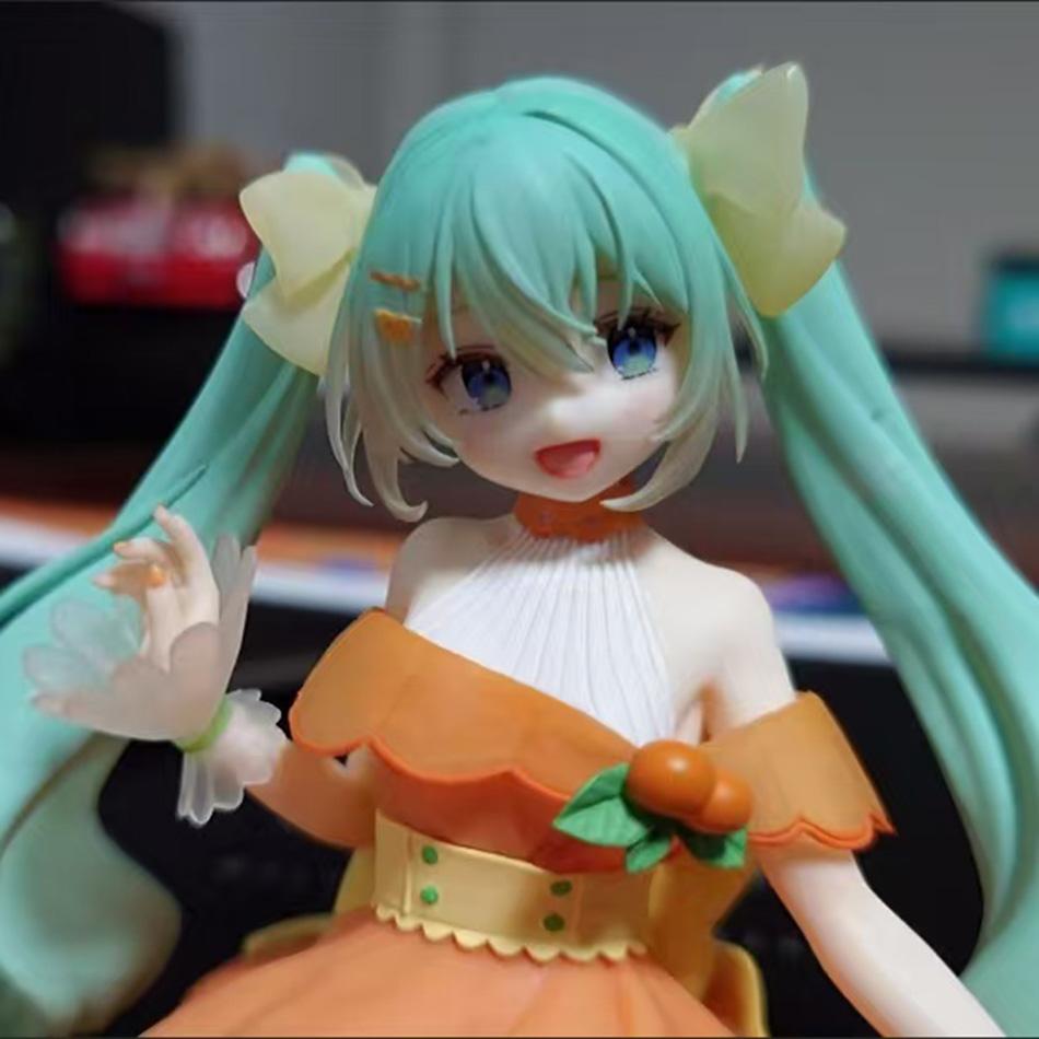 Anime Hatsune Miku Figure Noodle Stopper Figure Kagamine Rin Tangerine Lime Model Toy Doll Aciton Figure Collection Gift