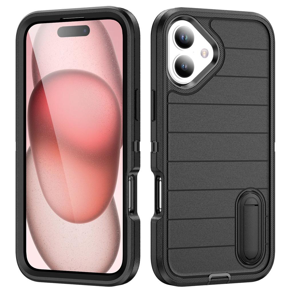 Source Phone Case Hidden PC Stand Protective Case Three In One Flat Stripe for Apple Phone Case