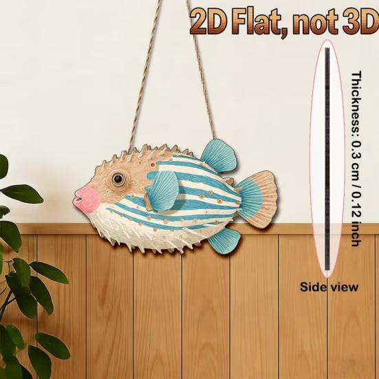Wooden Fish Hanging Sign Vintage Nautical Coastal Wall Art Rustic Clownfish