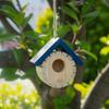 Creative Waterproof Hanging Wooden Bird House Ventilation Decorative Bird Breeding Box with Hanging Rope Bird Nest Box Courtyard