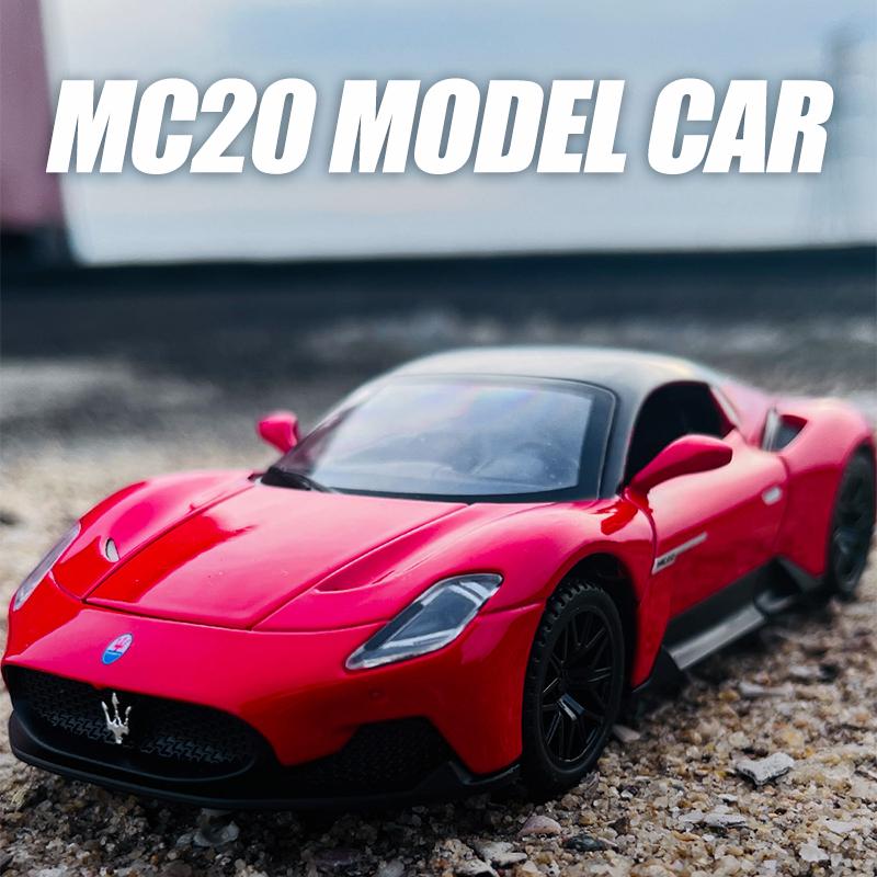 Maßstab 1/32 Maserati MC20 Coupe Legierung Sportwagen Diecast Metallmodell Sound & Licht Rückziehmotor Spielzeug Computer Schreibtisch Ornamente Kindergeschenk