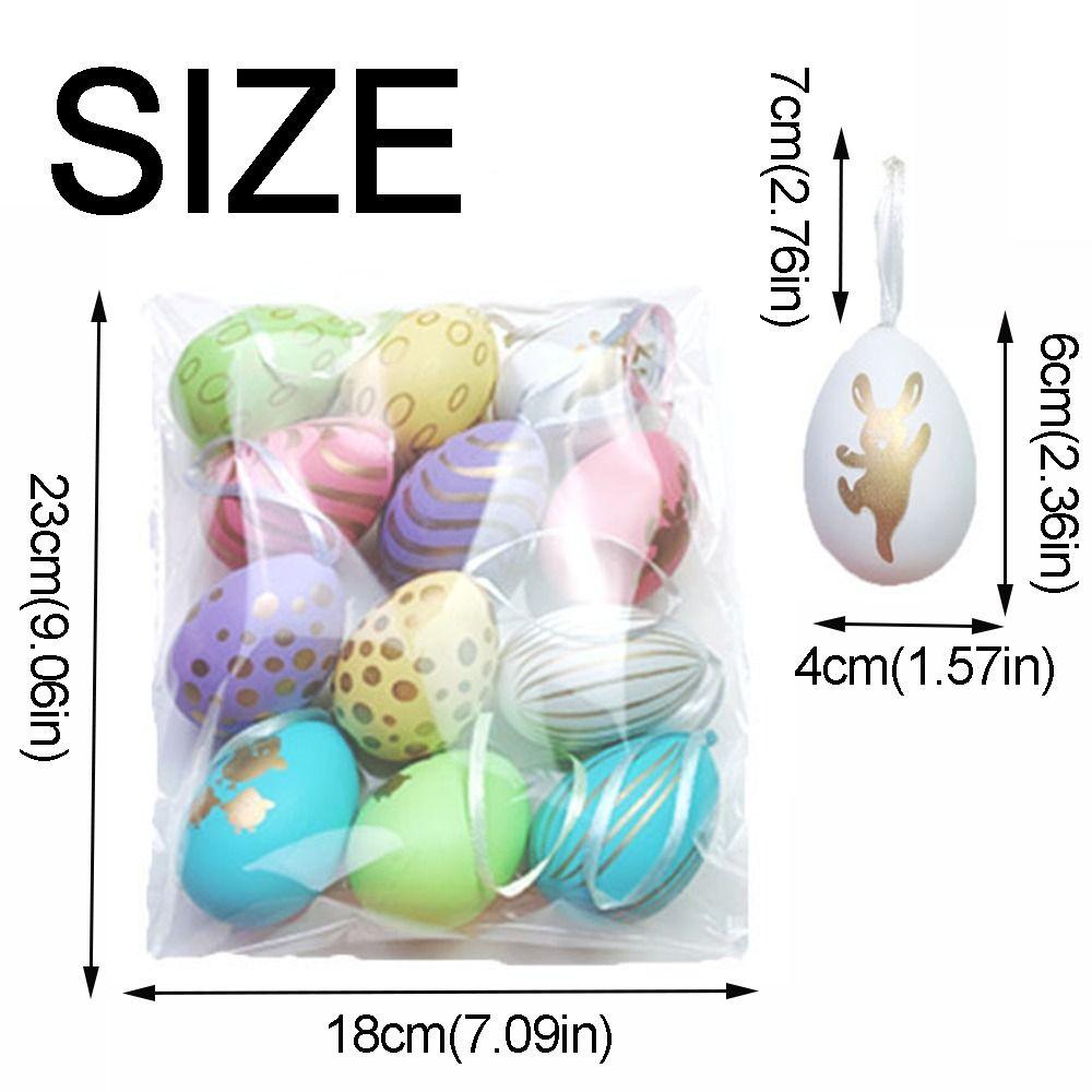 12Pcs/Set DIY Craft Easter Simulation Egg Cartoon Artificial Egg Pendant  Hanging Ornament