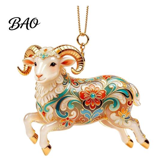 Durable Festive Collection Piece 2D Acrylic Goat Christmas Ornament, Cute Animal Sheep Hanging Decor for Decorative Gift Tree, Holiday Party