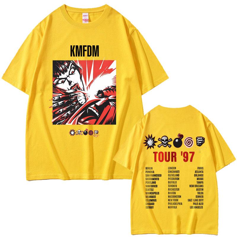 2025 Summer Rock Band Kmfdm Symbols Tour 97 Graphic Print Men Women Vintage Gothic Punk 100 Pure Cotton Printed Tshirt Y2k