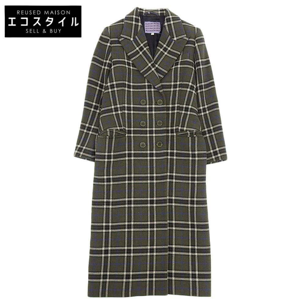 

ALEXACHUNG ALEXACHUNG Checked Long Coat for Women in Good Condition, Green, UK 8 coat UK 8 greenUsed