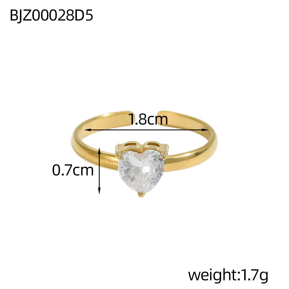CARLIDANA Minimalist Colourful Cubic Zircon Rings Jewelry Stainless Steel Gold Plated Hot Sale Heart Star Open Rings for Women