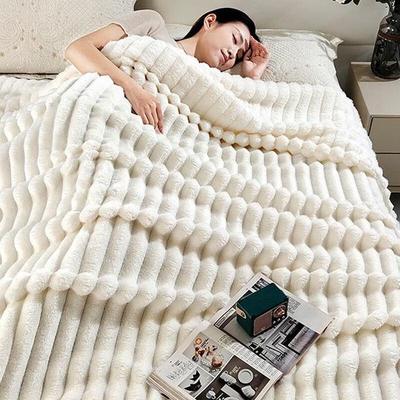 OEING Nordic Style Faux Rabbit Velvet Blanket
