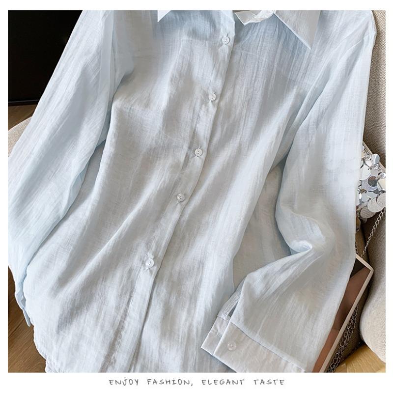 Elegant Back Slit Strap Splicing Lace Sunscreen Shirt Long Sleeved Loose Jacket for Women's Bow Tie Summer Fashion Thin Loose Fit Shirt Sweet Blouse