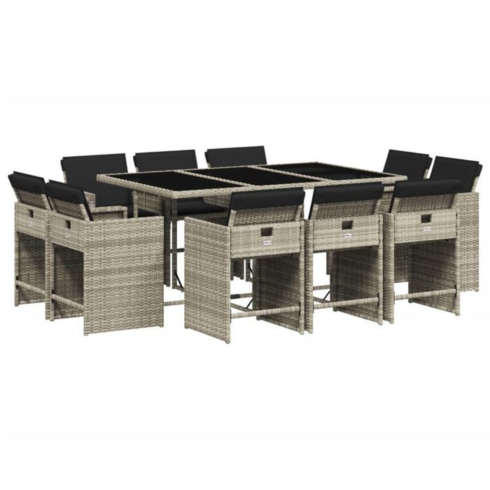 VidaXL Ensemble à Manger de Jardin avec Coussins 11 pcs, Table et Chaise de Terrasse, Meubles de Patio, Mobilier 3211211