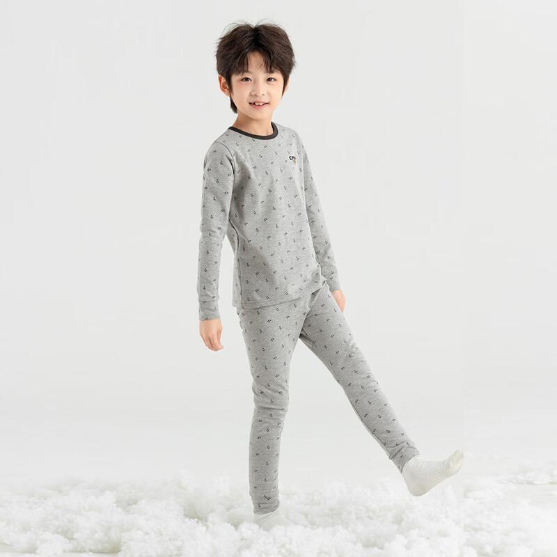 Duoduo Boys' 7A Antibacterial Bear Print Thermal Pajama Set