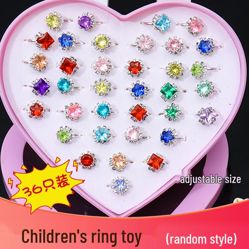 

Colorful Crystal Princess Rings for Little Girls - Cute Cartoon Jewelry Set Gift