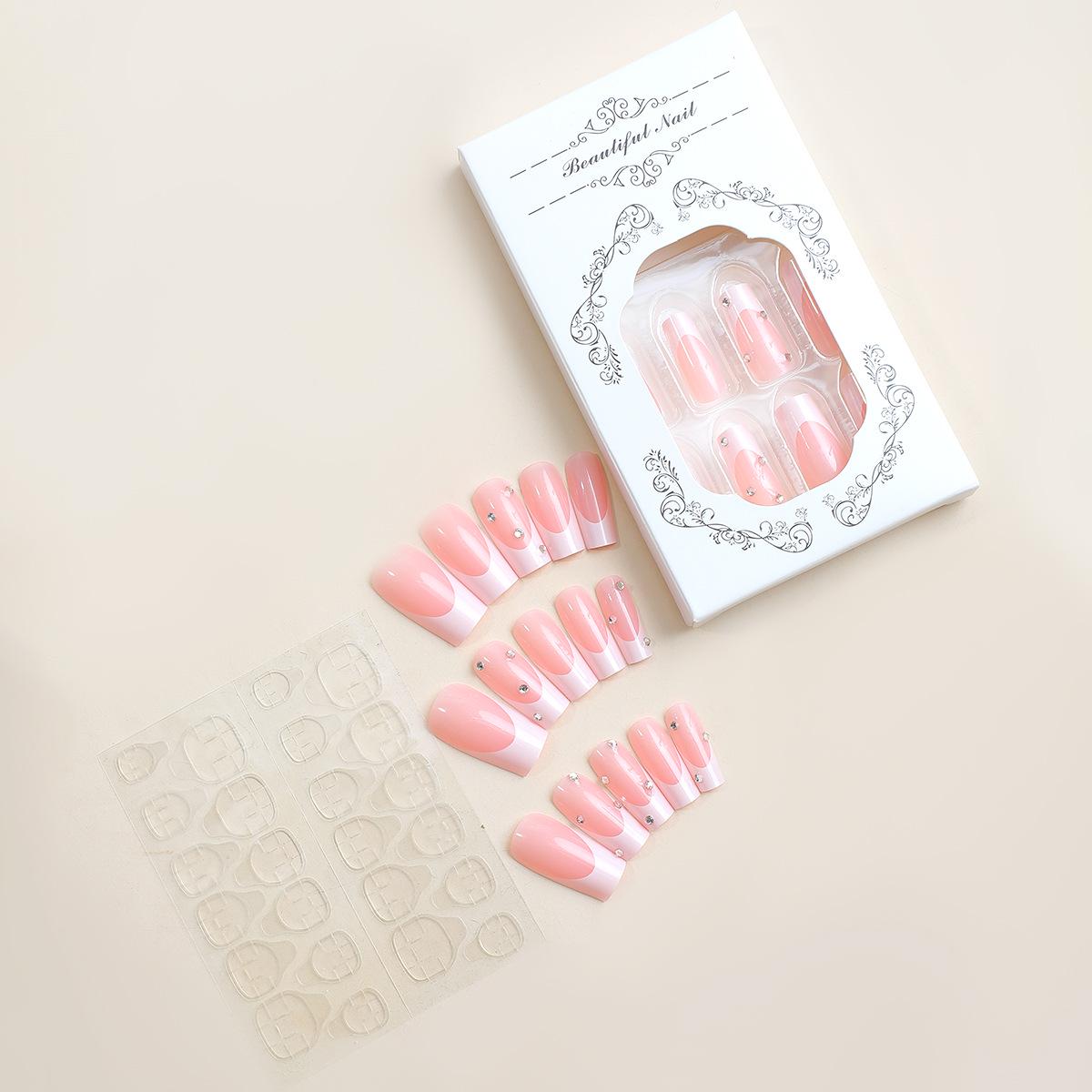 

Ручная работа, носимый французский бриллиантовый маникюр, очень длинные типсы