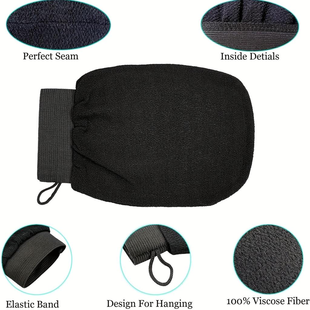 3PCS Deep Exfoliating Glove, Korean Shower Body Scrubber, 100% Viscose Dead Skin Remover for Smooth Glossy Skin