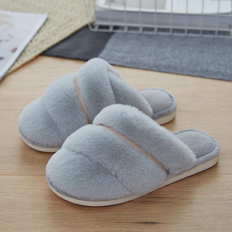 Plush Indoor Slippers: Warm, Non-slip Cotton Shoes for Men & Women - Perfect for Autumn & Winter