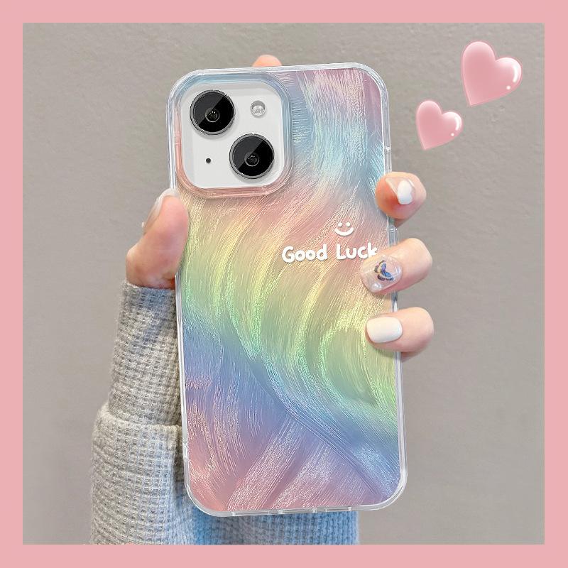 

Подходит для Apple 15pro Чехол для телефона из перьевой пряжи Летний Iphone14 Удачи Радужный Невидимая подставка 13 iPhone SE (2nd Generation)