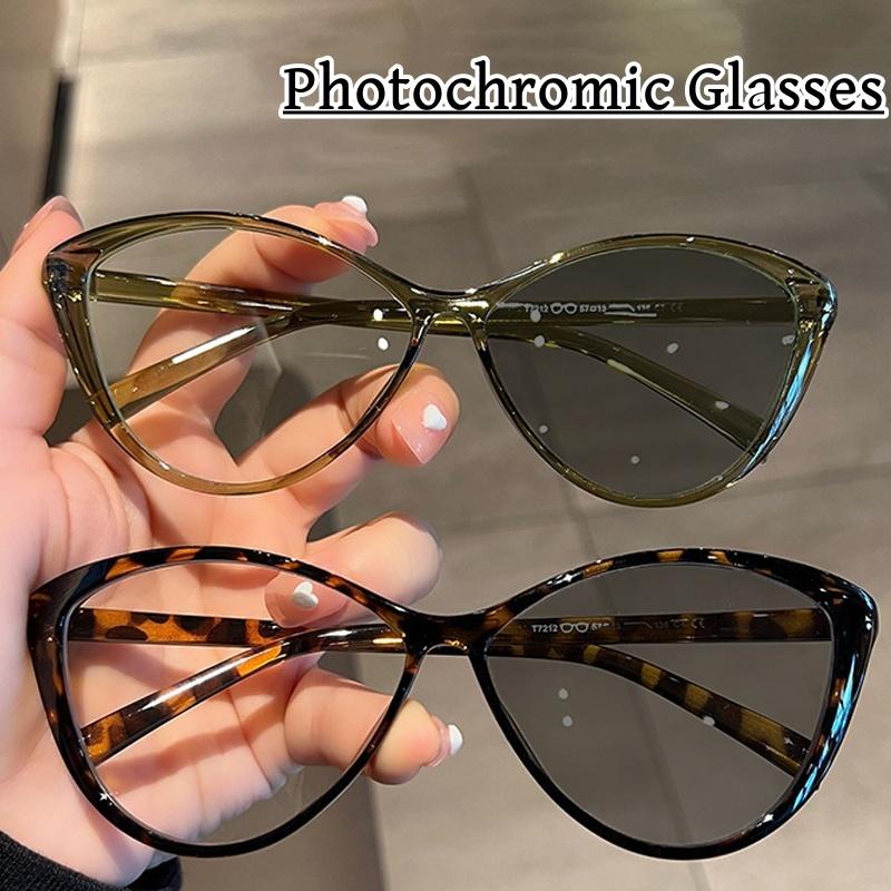 Cat Eye Outdoor Photochromic Myopia Glasses For Women Men Luxury Anti-Uv Eye Protection Sunglasses Color Changing Minus Eyewear