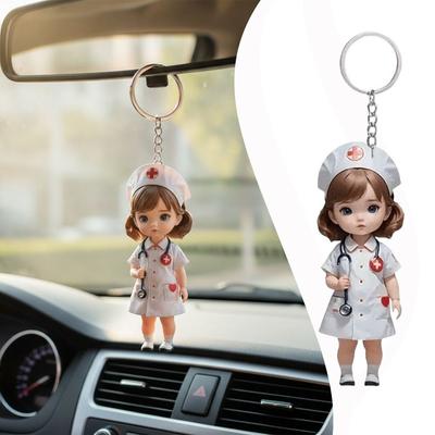 Hanging Acrylic Keychain Colorful Cartoon Pendant Gift Doll Ornament  Bag Accessory