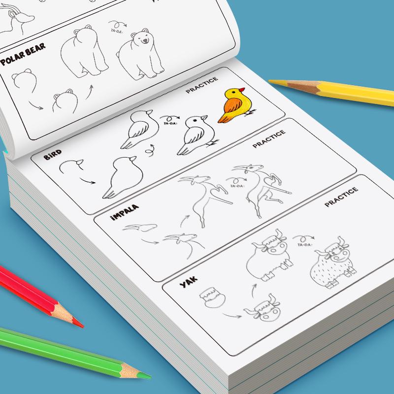 Guida per principianti: Libro da colorare e disegnare doodle passo dopo passo per bambini