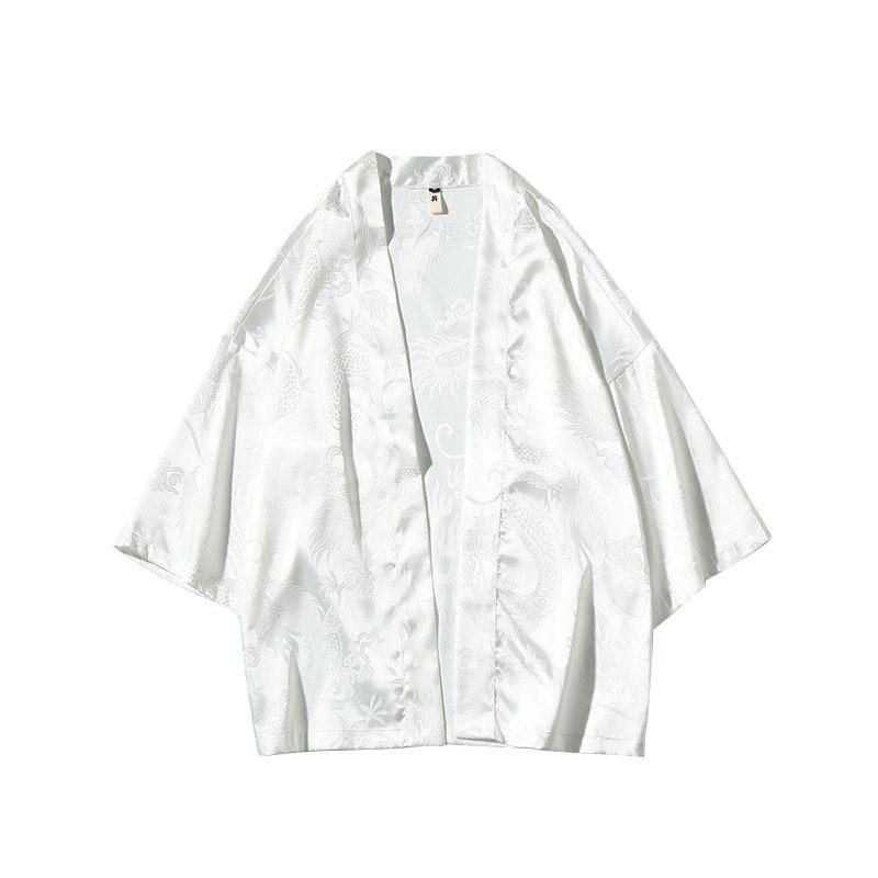 Improved Ancient Costume Hanfu Dragon Robe Cardigan Men's Summer Ultra-thin Ice Silk Sunscreen Clothes Chinese Style Loose Tang Suit Taoist Robe