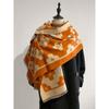 Autumn and winter versatile double-sided two-color flower design dual-purpose extended warm imitation cashmere scarf shawl women
