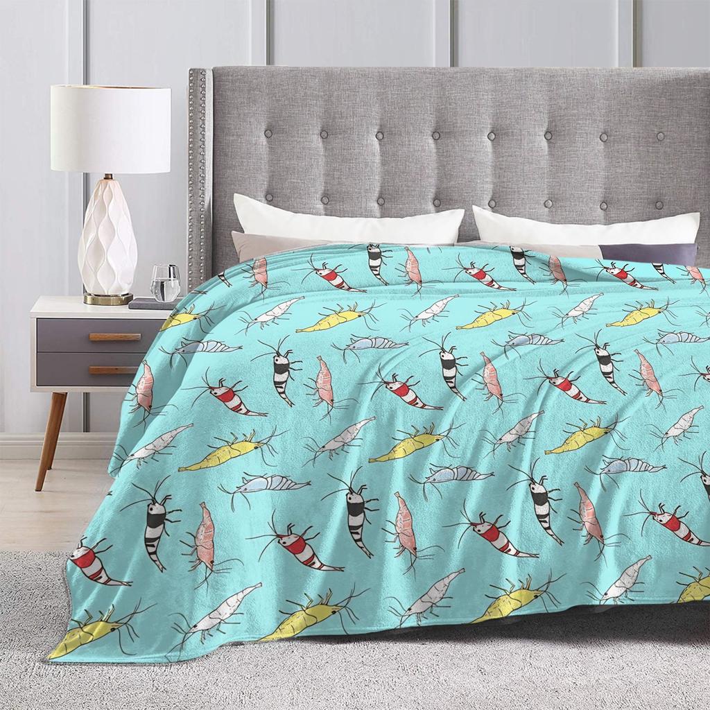 Fancy Ornamental Aquarium Shrimp Partten Blanket Fleece All Season Breathable Warm Throw Blanket for Home Outdoor Quilt