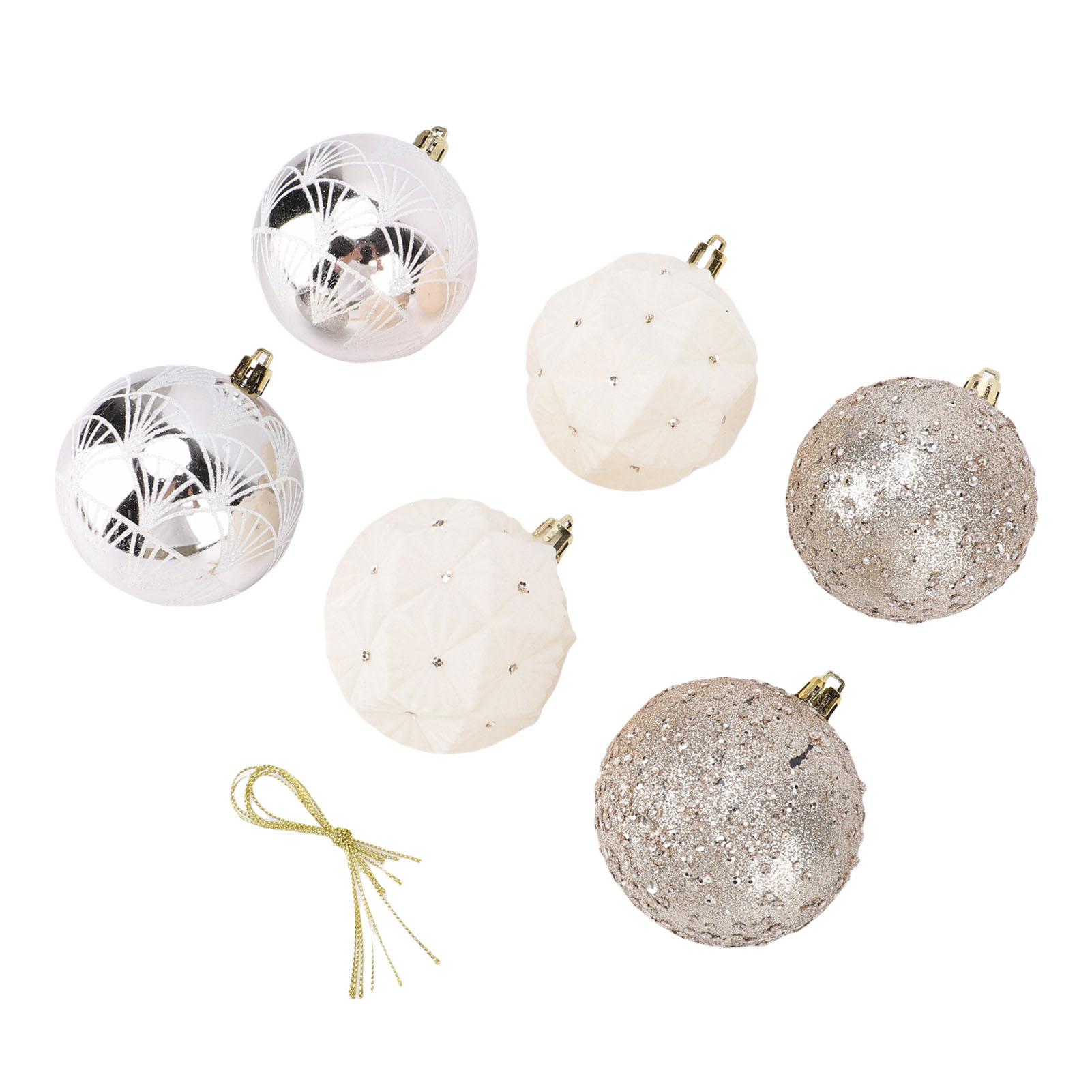 

6PCS Xmas s Set 3.1 Inch PVC Flocked Hanging Xmas Tree Ornament Decoration for Holiday Party Decor