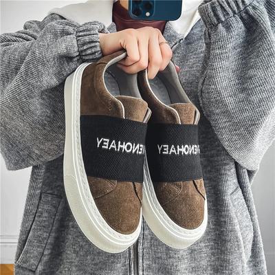 Fashion New Men's Casual Shoes Trendy Breathable Non-slip Student Skate Shoe Thick-soled Skate Shoe Wear-resistant Lazy One-kick Shoes
