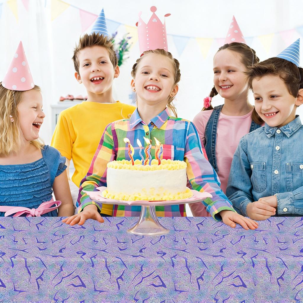 Purple Aluminum Film Tablecloth, Party Cartoon Children's Birthday Decoration Items, Set Up Party Dessert Table, Table Decoration Tablecloth.