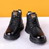 Fashion Genuine Leather Mens Tooling Boots Winter Outdoor Non-Slip Snow Boot Wool Fur Casual Shoes Man Ankle Boots Waterproof Snow Boots