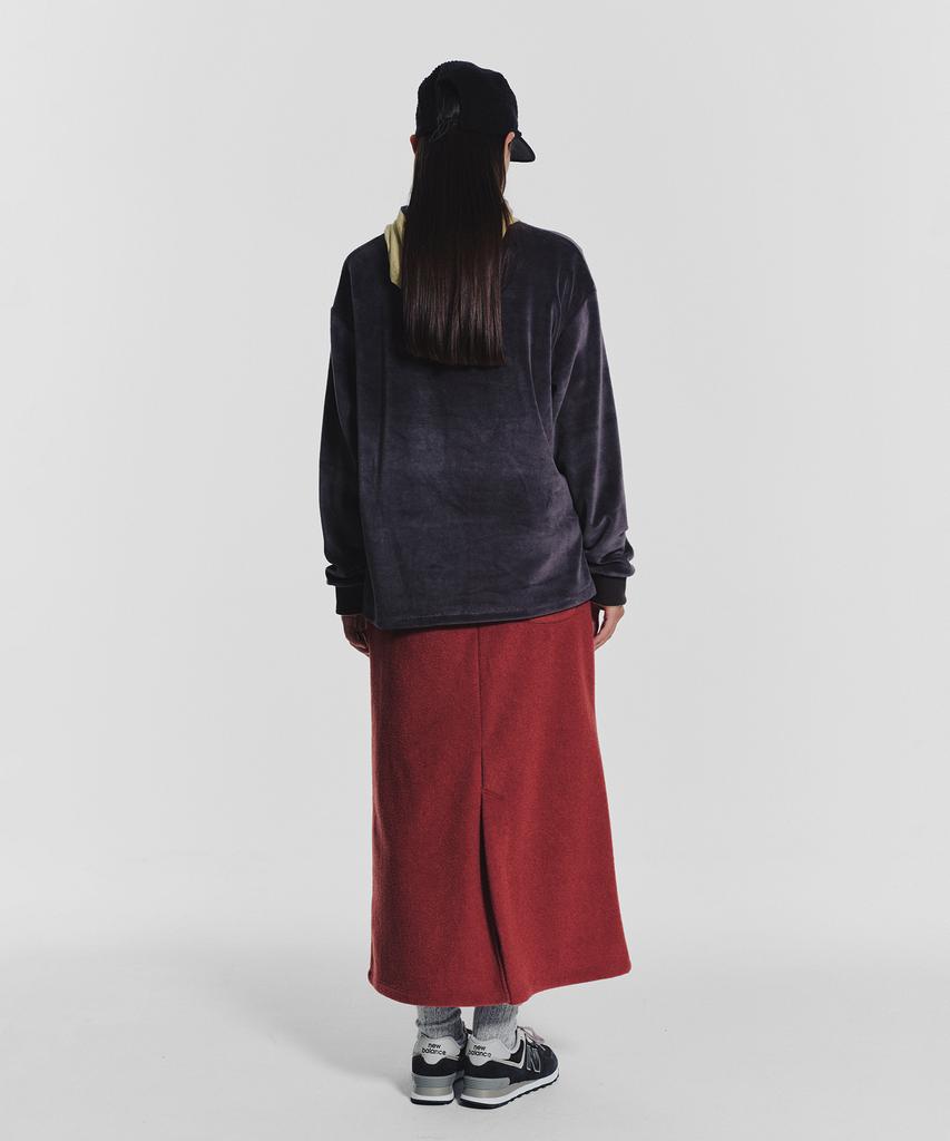 Minasu Terry Fleece Long Skirt_Red