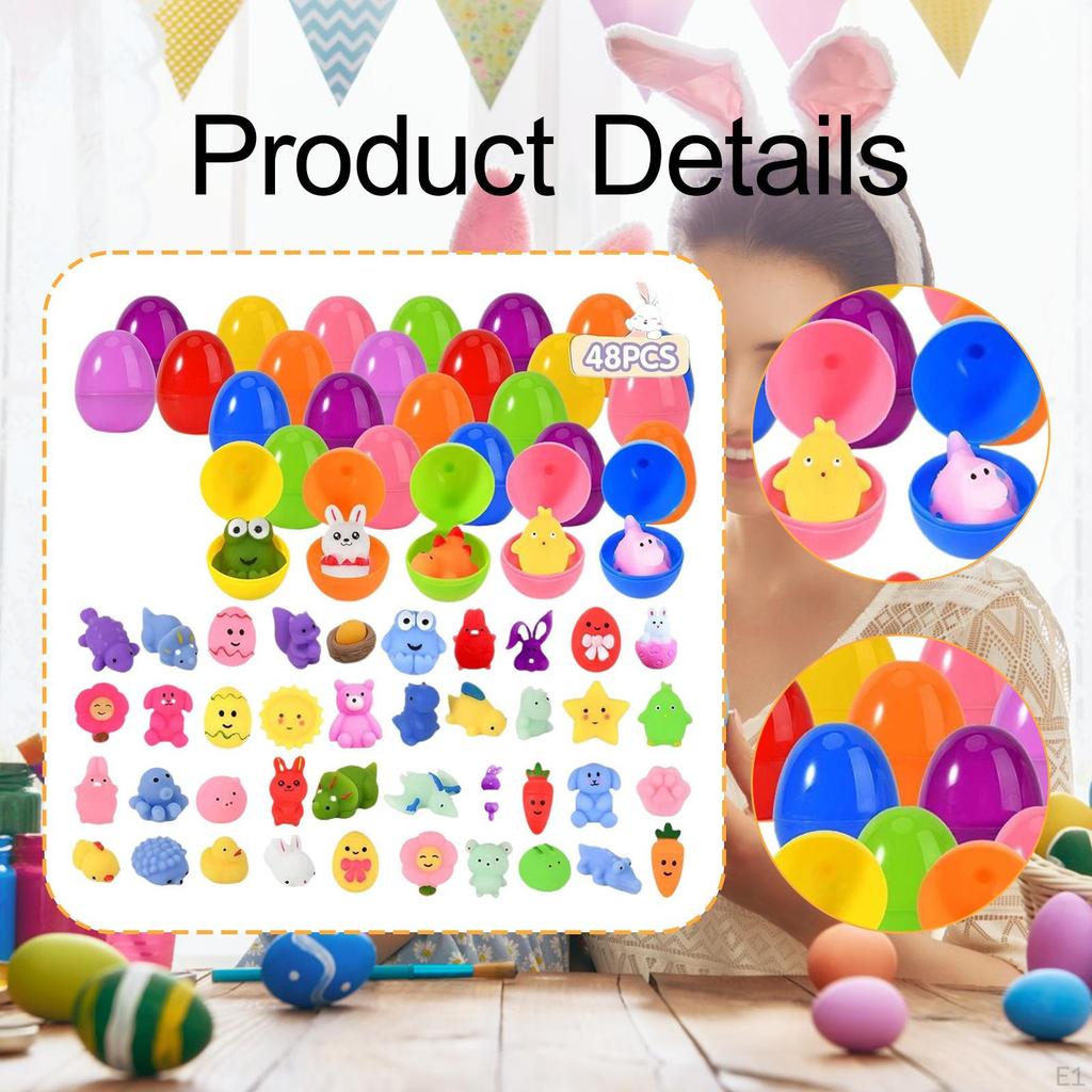 48 Pieces Prefilled Easter Eggs for Filling Treats Basket Stuffers Ornaments
