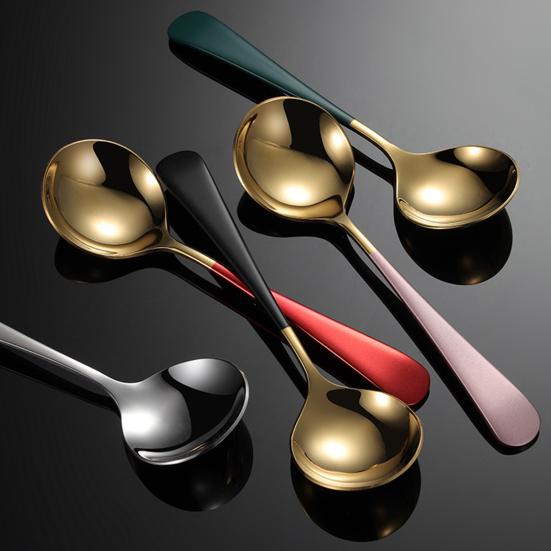 Stainless Steel Dessert Spoon Smooth Modern Spoons Design Coffee Soup Edge Kids Rust-Proof Dishwasher