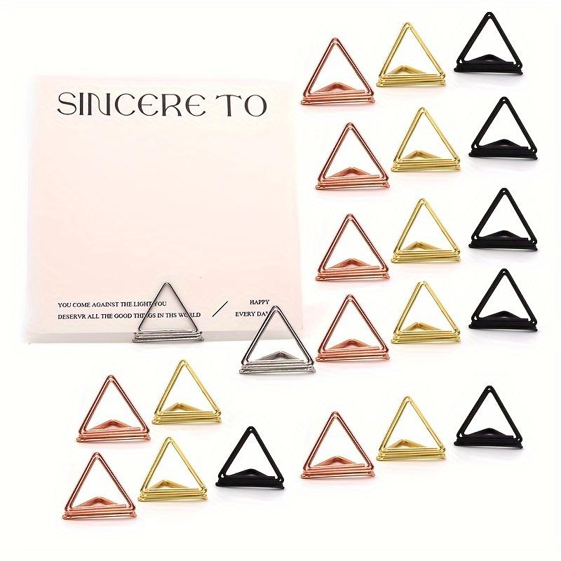 Triangular Name Card Holders, Hotel Table Number Stands, Desktop Note Clips, Upright Metal Message Clips, Postcard and Wedding Photo Clips in Rose Gol