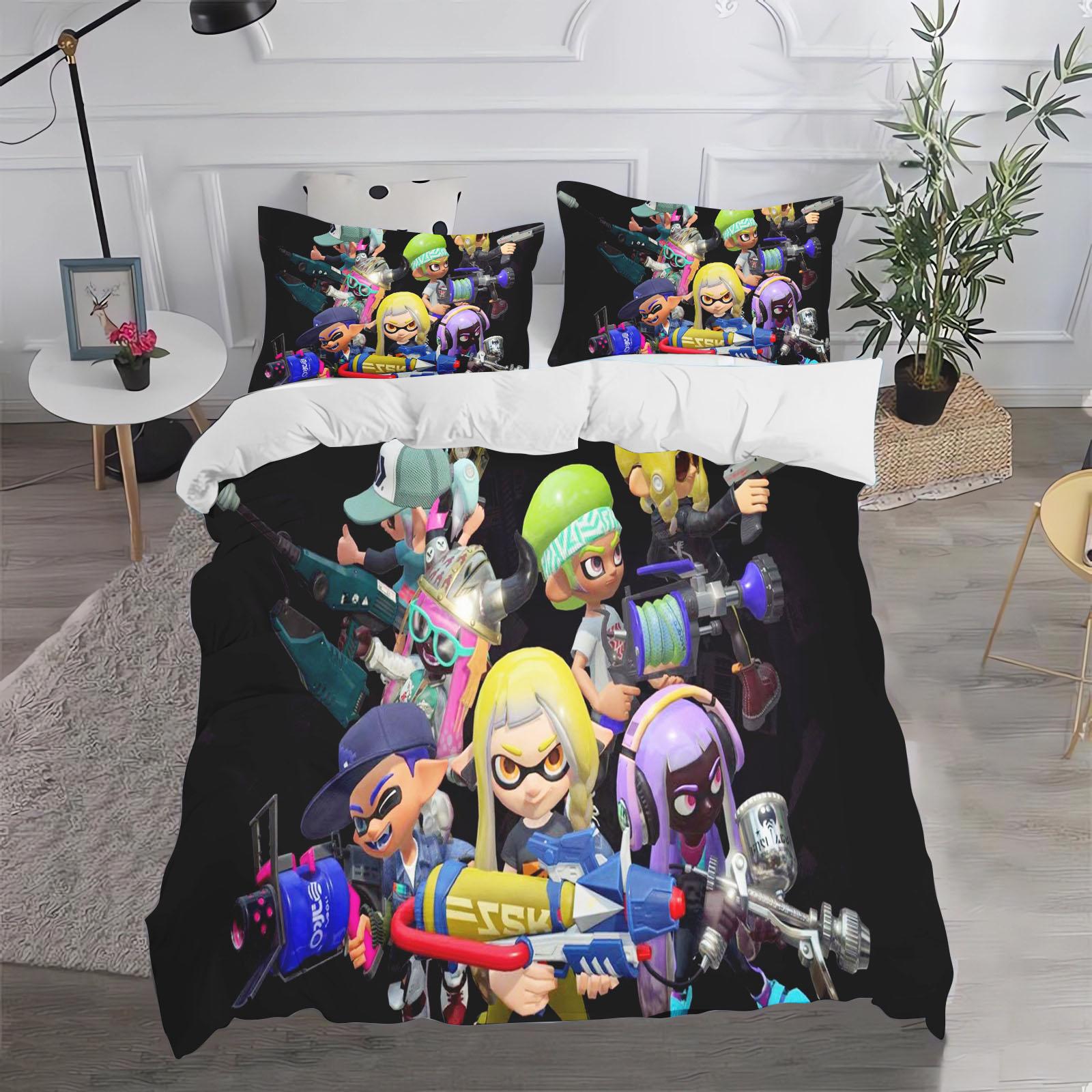 

Game Splatoon Anime 100% Polyester Bedding Set Duvet Cover Set Printed Cartoon Home Decor 135x200cm