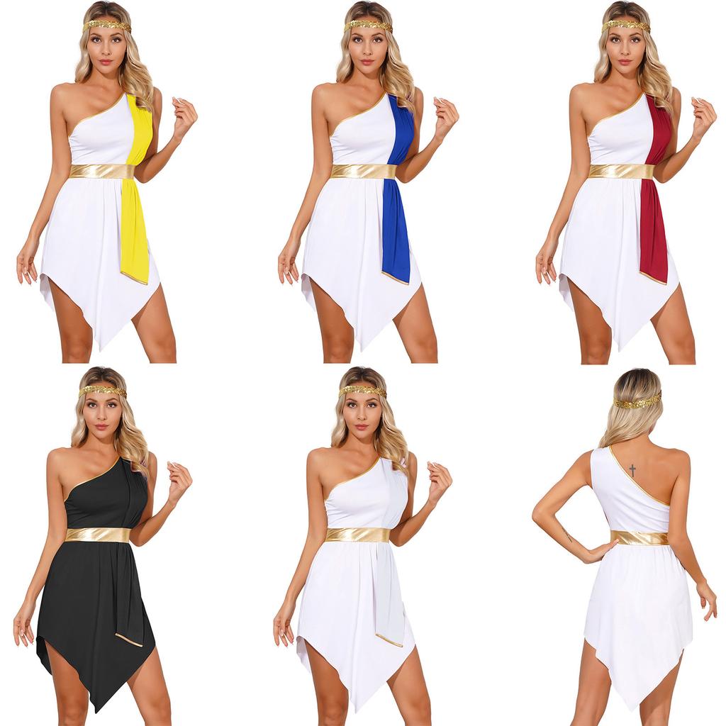 Antikes römisches Toga-Kostüm für Damen, griechisches Outfit-Set, Halloween-Rollenspiel-Verkleidung