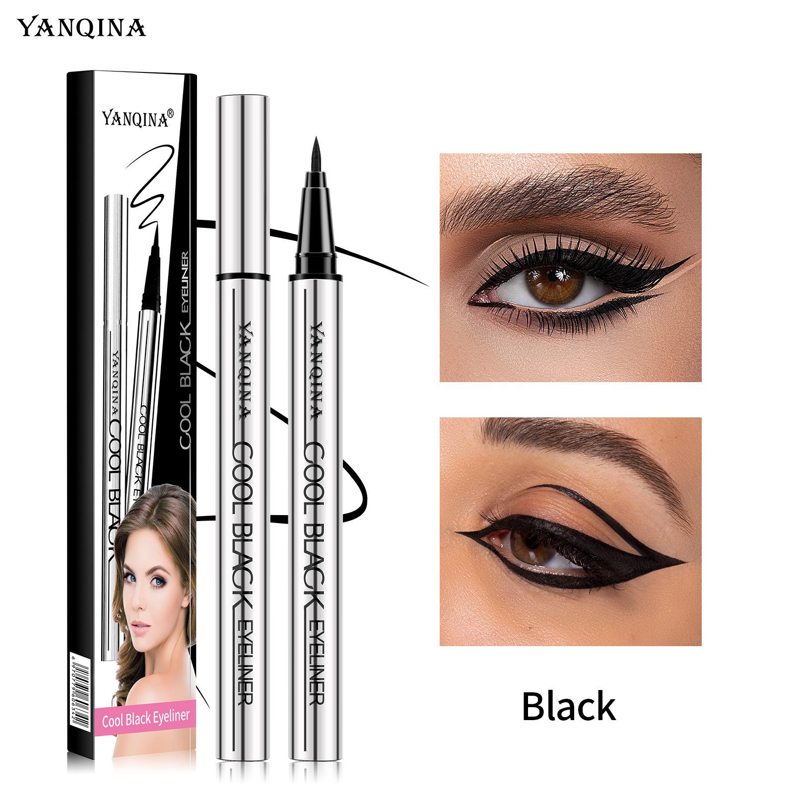 Small Silver Tube Eyeliner Pen Non-Smudging Waterproof And Sweat-Proof Extremely Fine Novice Eyeliner Pen 1g*3pcs