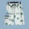 Set Coordinato da Uomo Casual a Maniche Corte Floreale Hawaiano ad Asciugatura Rapida e Pantaloncini da Spiaggia