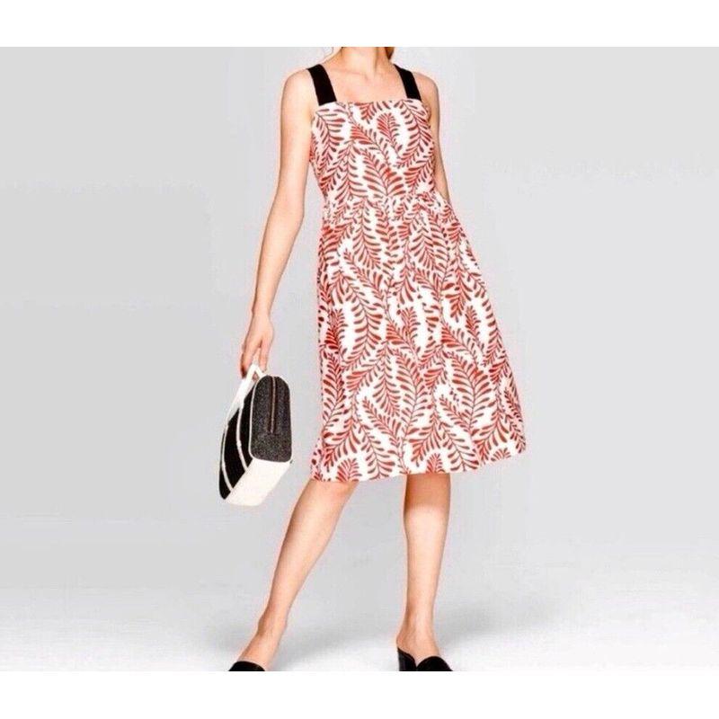 

Export Single Lady Temperamental Exquisite Print Sling Square Collar Stylish Fashion Commuter s All-Matching A- line Elegance Dress Red L