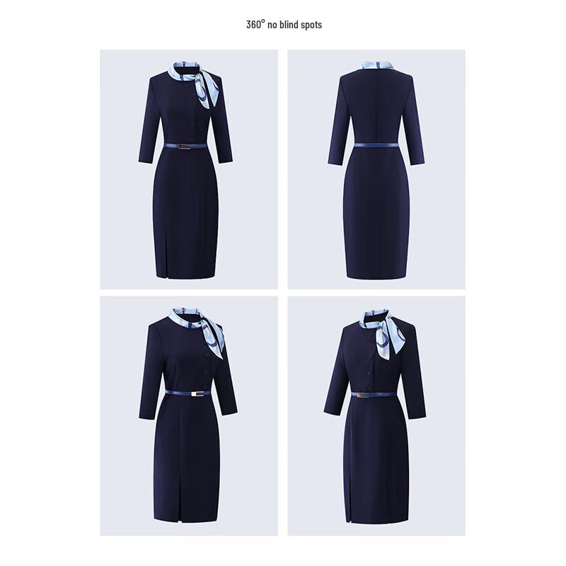 Women's Professional OL Mid-Length Bow Work Dress