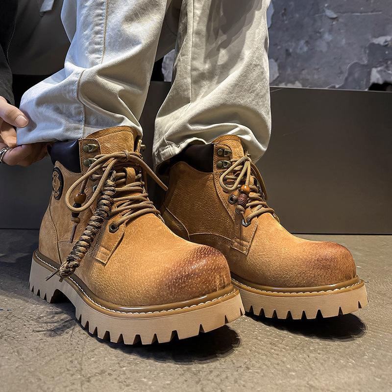 Martin Boots Winter New High-top Rhubarb Boots Winter British Wind Heightening Shoes
